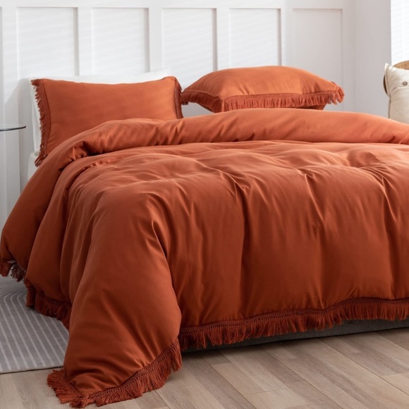Bedding | New Rust Color Queen Size Tassel Comforter Set New | Poshmark
